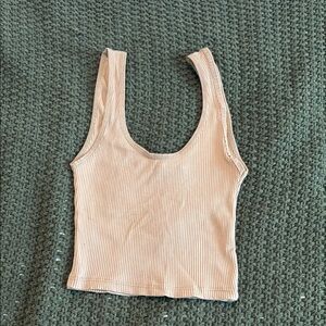 Stradivarius Tan Sleeveless Crop Tank Top